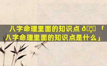 八字命理里面的知识点 🦍 「八字命理里面的知识点是什么」